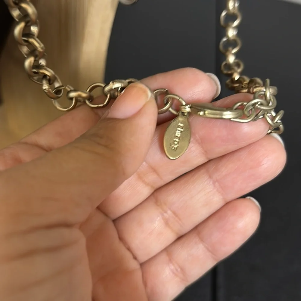 Chico’s Long Coin Silver Gold Tone Dangle Chain Necklace